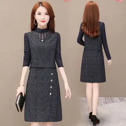 小个子春秋两件套裙女秋装连衣裙