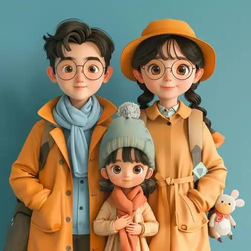 亲子头像|三口之家,戴眼镜专属头像