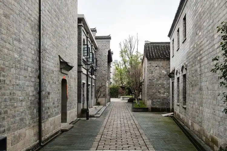 古建筑小路雨后水古风园林