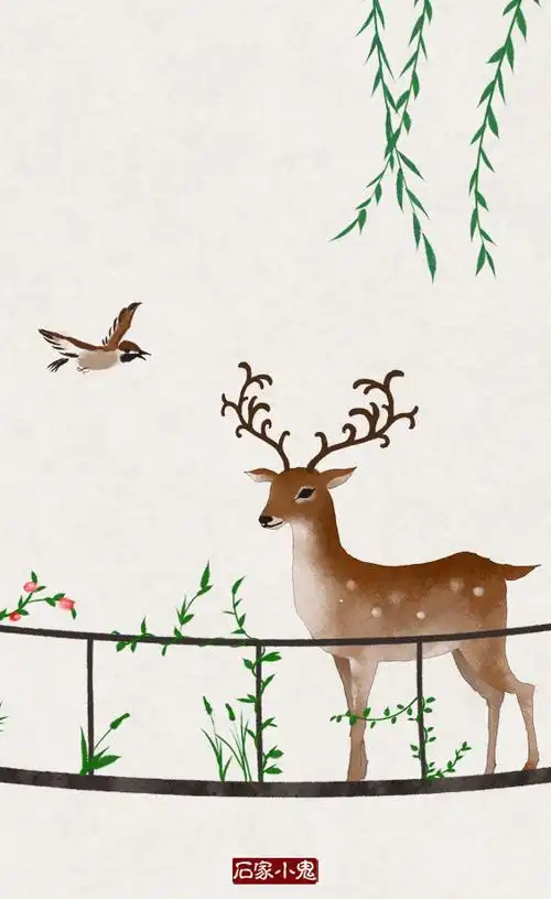 一组国画梅花鹿作品欣赏