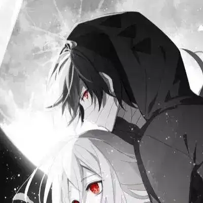 暗黑系黑白红眼动漫爱人头像,情侣头像图片-回车桌面