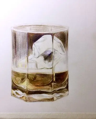 彩铅原创威士忌酒