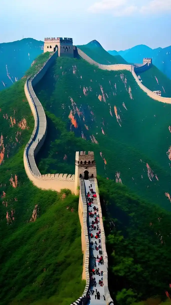 万里长城《ai绘画》千年长城,历史的见证雄伟壮丽,令人心驰 - 抖音