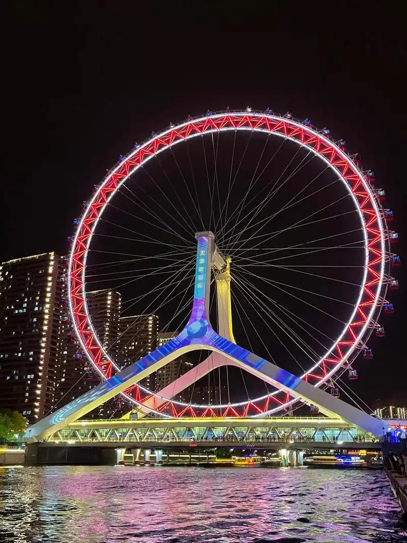 "天津之眼"摩天轮99终于重启啦.今天天津之眼终于重启了 现 - 抖音