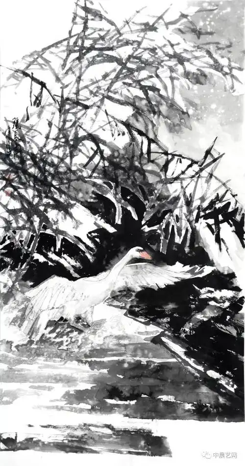 天鹅恋歌(中国画)张长志 作