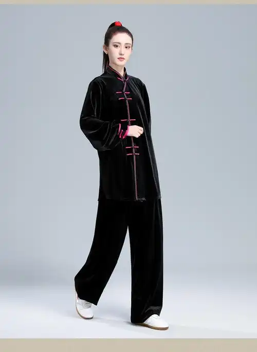 冬季加厚南韩绒武术太极服套装女中老年人武术练功服晨练服太极拳服装