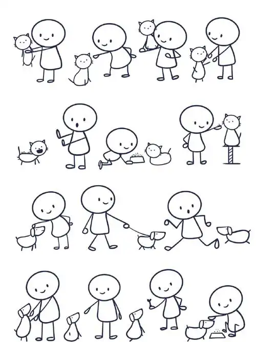 小人日常简笔画,适合每一个可爱的你们!#状元课堂笔记