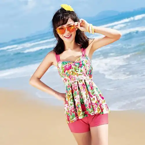 俊飞清仓特价泳衣女保守分体裙式平角遮肚显瘦温泉度假游泳装2611