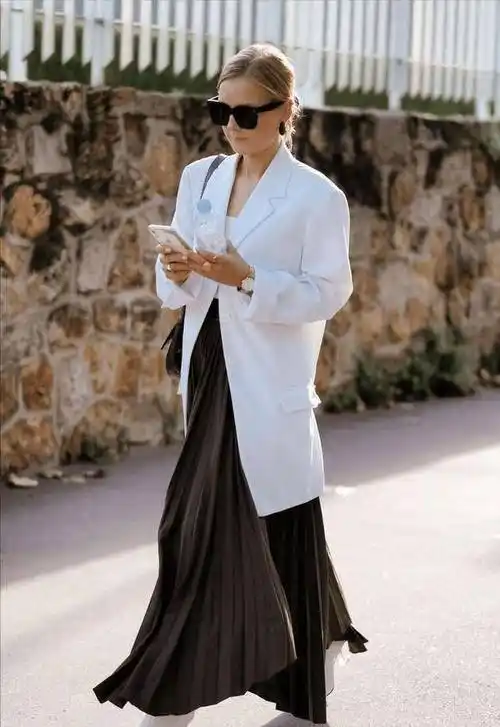 原创西装裙子才是2021年春天最优雅的搭配温柔好看又高级