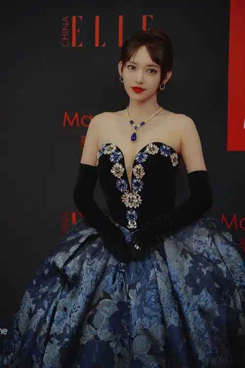 程潇超话红毯潇 20211118 elle#程潇迷雾暗花宫廷礼裙#@程潇