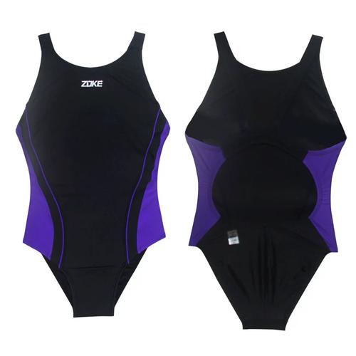 zoke洲克青少年女童专业竞速游泳比赛训练儿童大码连体三角泳衣