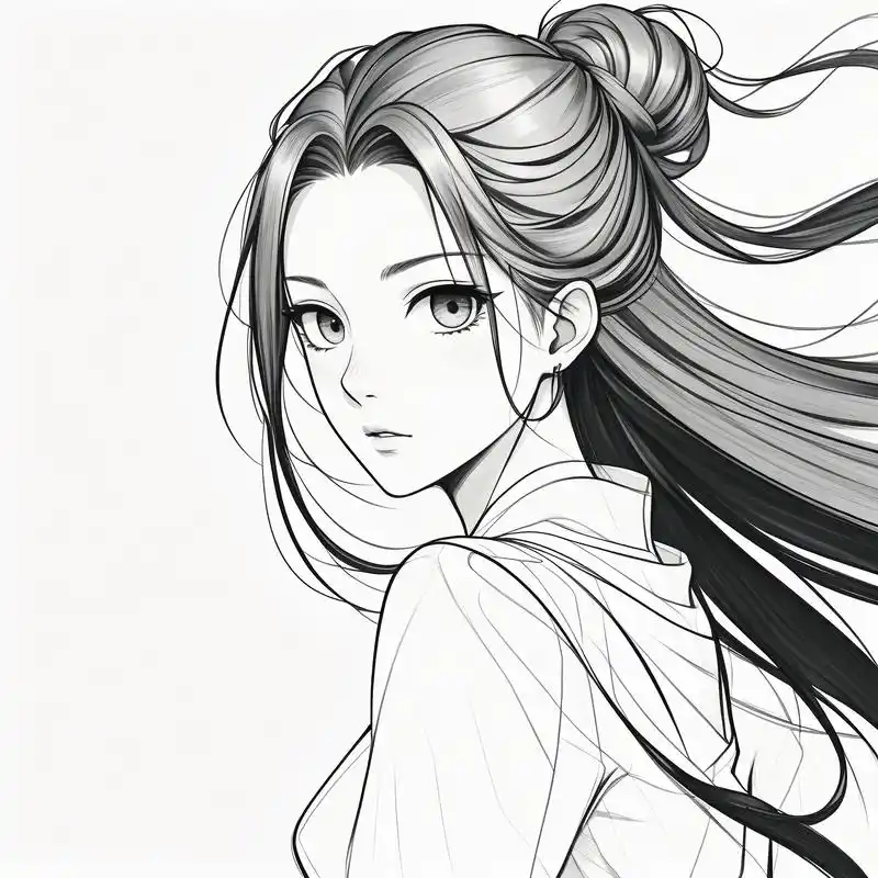 动漫风黑白素描女神头像96 探索黑白素描的动漫世界,每一个细节都