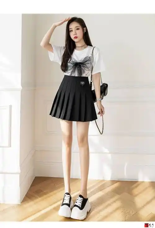 百含玉百褶裙女士遮胯大腿粗的子夏天女生垂坠感超显腿春夏新高腰小