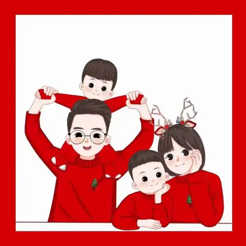 一家四口背景图头像 男宝~女宝 #亲子头像 #手绘头像 #一 - 抖音