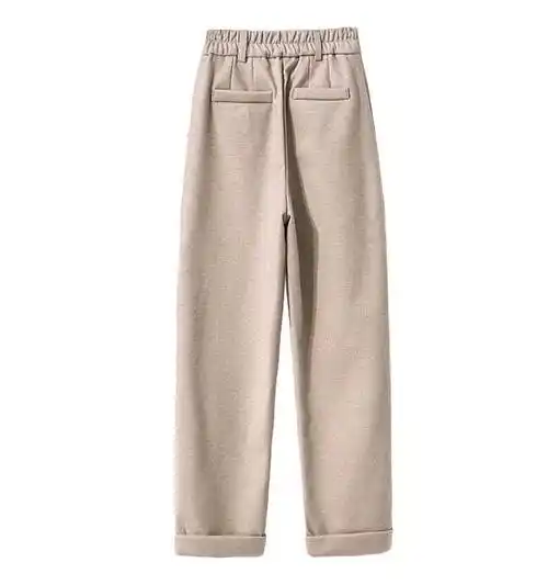 毛呢裤子女秋冬直筒高腰秋冬季尼子裤妮子库子显瘦女生女士乐卉黑色l