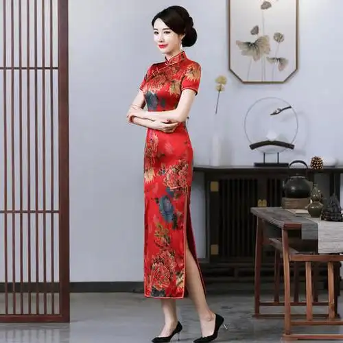 复古改良真丝桑蚕丝旗袍wxg1982