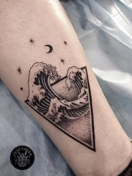 神奈川冲浪里_纹身图案手稿图片_邱吉的纹身作品集