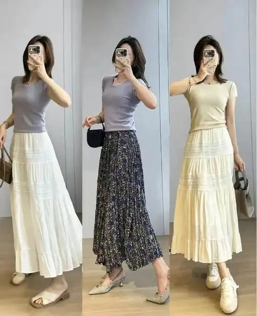 t恤,背心搭配裙子裤子简约时髦,谁穿谁美