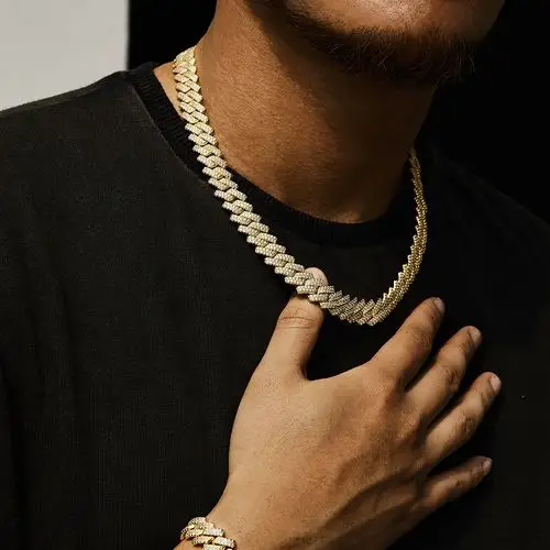 glacierboy 1.3cm cuban link 镶钻菱形古巴链 欧美嘻哈饰品