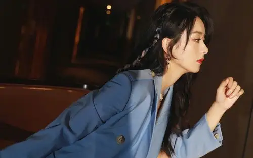 赵丽颖粉蓝编发甜酷高清桌面壁纸