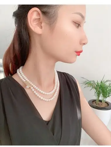 海瞳一款多戴淡水珍珠毛衣链女秋冬项链长款轻羽可戴双层珍珠项链送