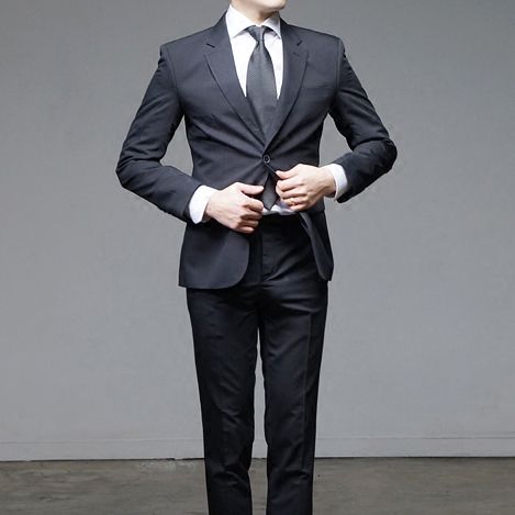 韩国代购 男式西服套装高级西装便服商务绅士款后开叉西装套装