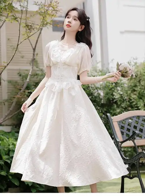 法式轻婚纱订婚连衣裙小众设计宫廷复古公主裙新式婚礼服 40 - 17网