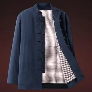 加厚老粗布中国风复古棉衣中老年人爷爷装唐装男棉服外套棉袄冬季