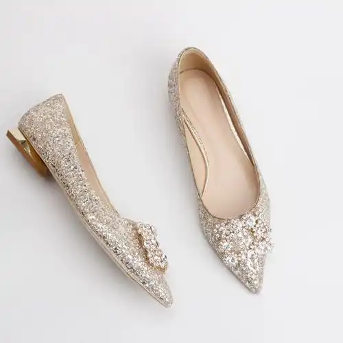 伴娘鞋婚鞋女小跟新娘鞋秀禾婚纱两穿水晶鞋伴娘礼服鞋低跟2公分3孕妇