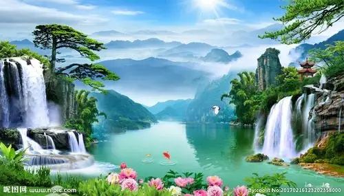 山水画设计图__风景_psd分层素材_设计图库_昵图网nipic.com