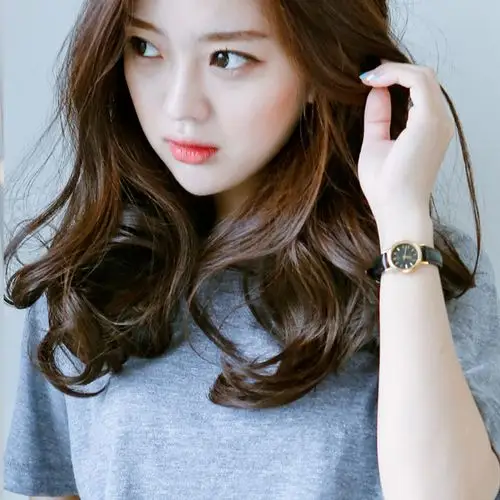 假发女生中长发梨花头卷发中分刘海大卷发黑色假头发仿真发非主流