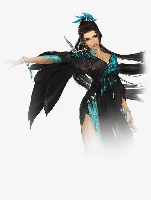 黑衣执剑女侠古风手绘