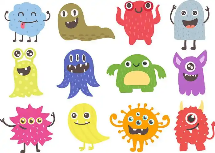 有趣的卡通怪物可爱的外星人角色