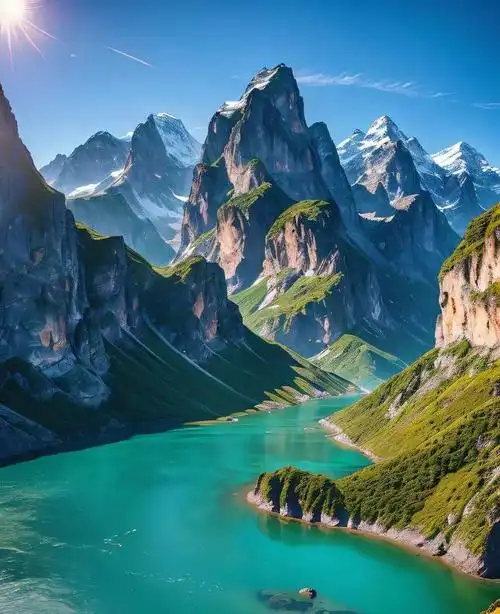 九寨沟的山峰它高耸入云,峰顶云雾缭绕,如同一座巍峨的宫殿