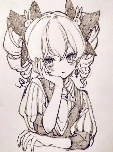 巨蟹座少女铅笔稿(巨蟹座少女简笔画图片)-星座大全-小星座网