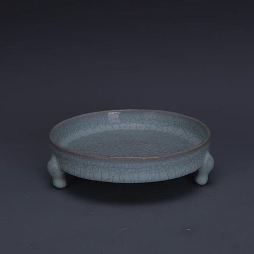 宋代汝窑天青釉支钉三足洗做旧手工出土仿古瓷器古玩古董收藏摆件