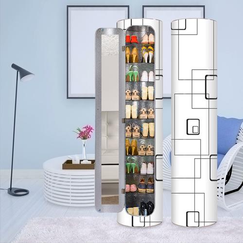新品创意旋转鞋柜圆形大容量鞋架简约现代玄关门厅柜 多功能小省