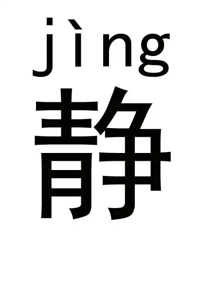 我想要一张背景白色,只有一个静字上面有拼音的图片