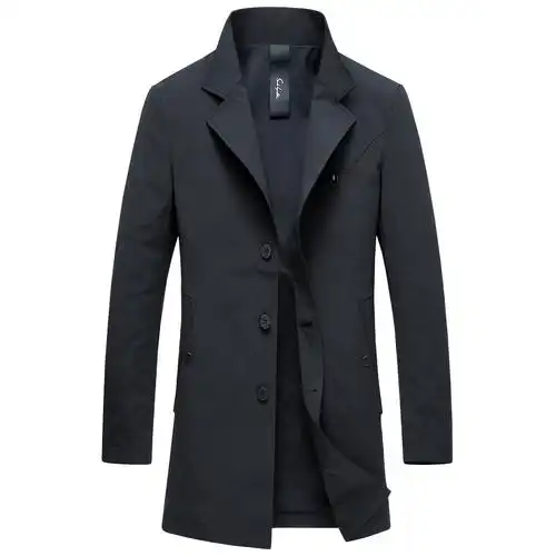 图片:施特尼风衣男士外套2018新款春季商务休闲翻领中长款青年薄款