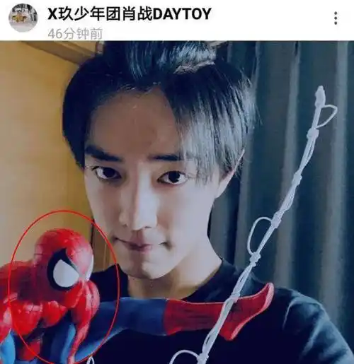 并且配上了自我抬头这四个字,照片中的肖战五官也是十分精致优越