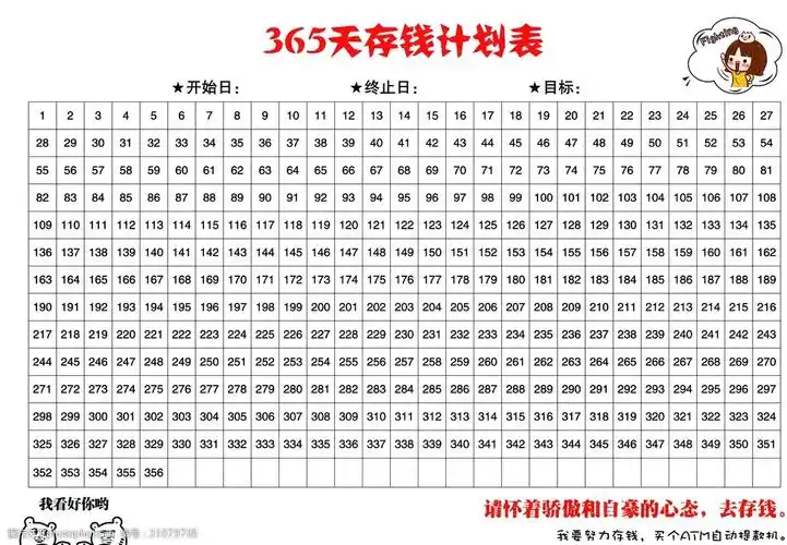 365天存钱计划表