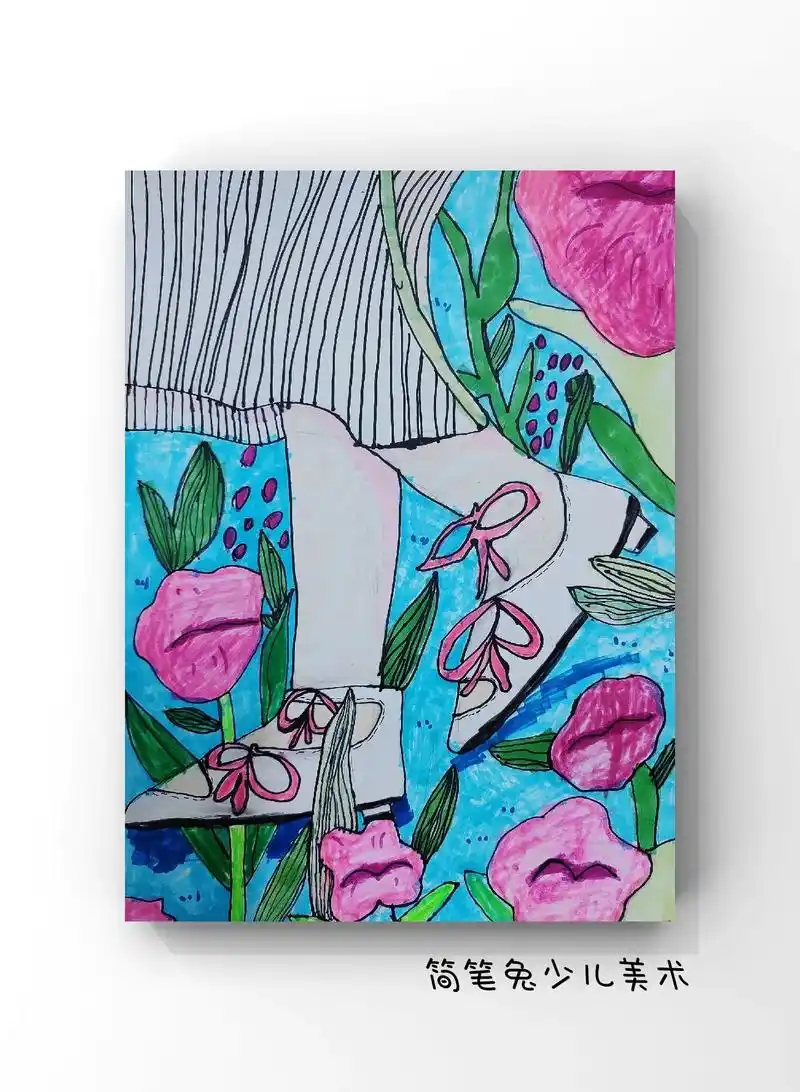 一二年级小朋友作品 踏春#少儿美术创意画 #少儿美术教育  - 抖音