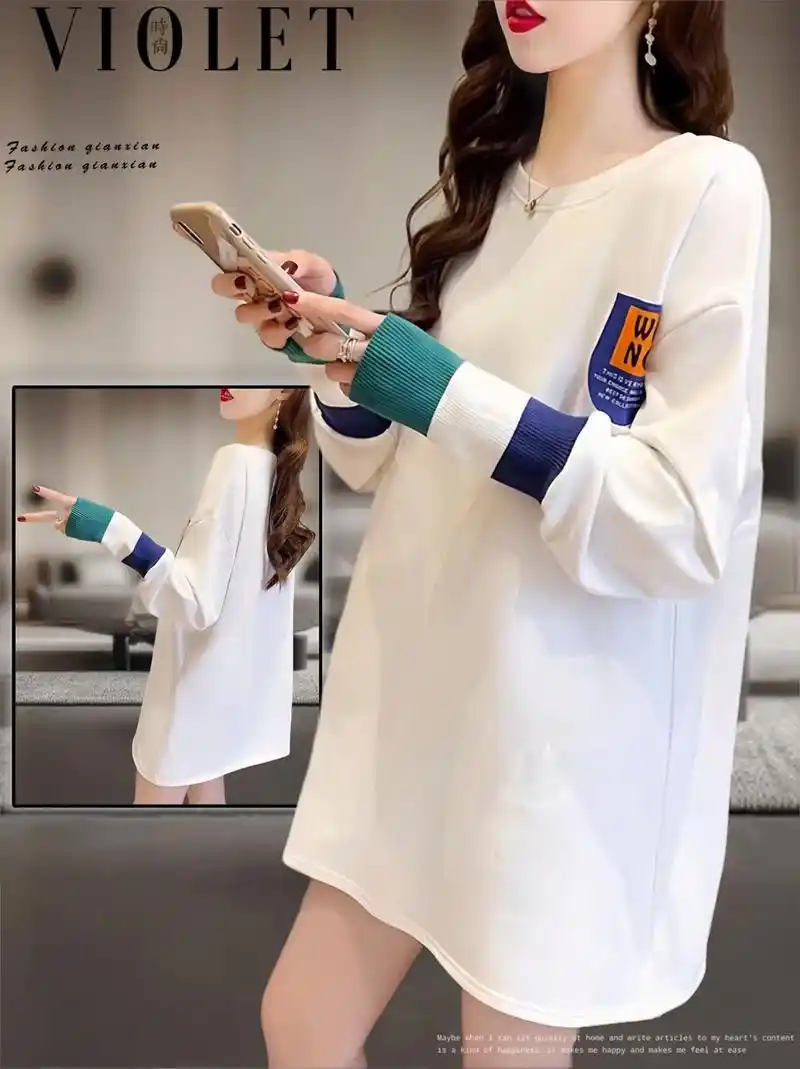 白色t恤配鲨鱼裤遮臀长袖上衣.姐妹们,这件高品质中长款白色打 - 抖音