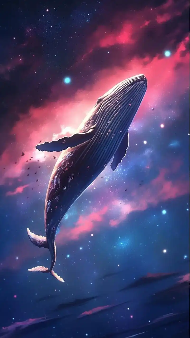 傲游星空的鲸鱼绘图.鲸鱼遨游天空这一形象,既具有想象力,也充 - 抖音