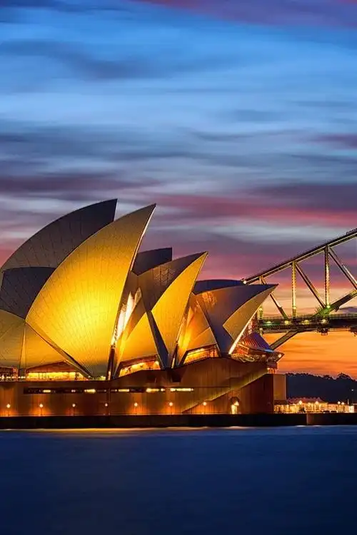 壁纸 澳大利亚,悉尼歌剧院,桥梁晚上灯光 1920x1200 hd 高清壁纸, 图