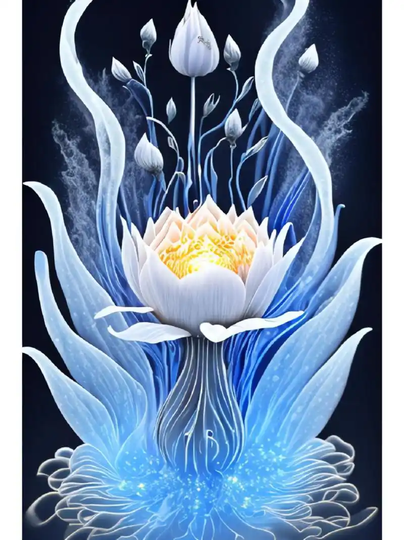 ai绘画 蓝色莲花 ,佛光普照,佛缘,试试这个壁纸! #ai绘画