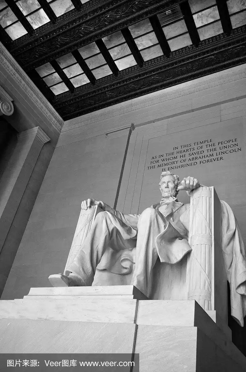 林肯纪念碑,黑白图片,垂直画幅,纪念碑,旅游目的地