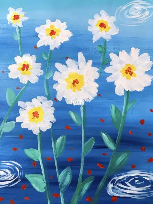 少儿创意美术儿童画色彩丙烯颜料画彼岸花