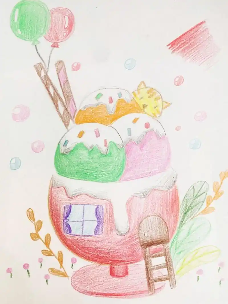 冰淇淋房子彩铅 #卡通画##彩铅# #彩铅画# #冰淇淋# #冰淇淋房子彩铅