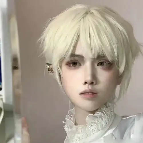 假发短发cos男女通用白色日系帅气少年年假日常整顶假发